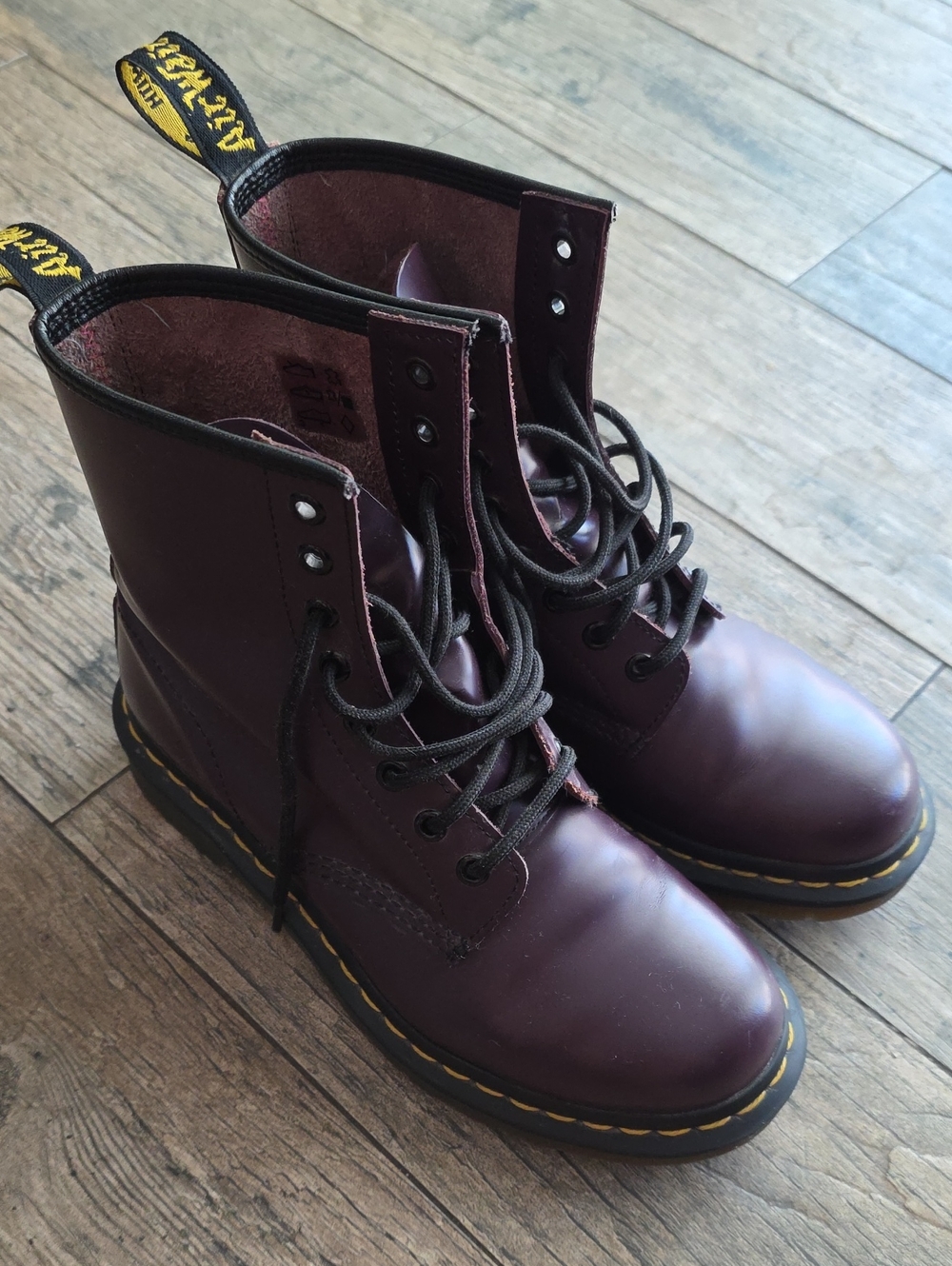 Dr. Martens Deep Purple Leather 8-Eye Lace-Up Boots